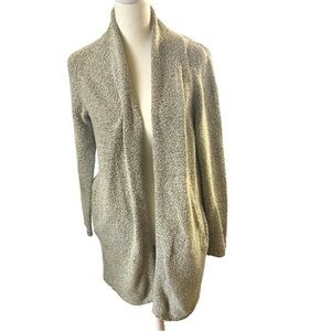 Babaton The Group Cardigan Woman S Grey White Twist Yarn Knit Open Front Cotton
